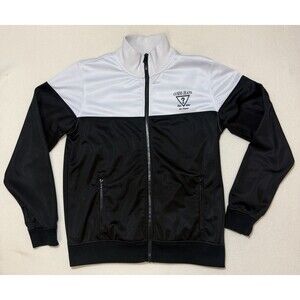 Guess Jeans Track Jacket Mens Large Black White Full Zip Logo